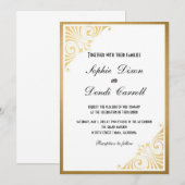 Gold Art Deco Uitnodiging voor huwelijksaankondigi (Voorkant / Achterkant)