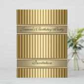 Gold Art Deco Verjaardagsfeest Uitnodiging Goud (Staand voorkant)