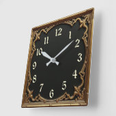 Gold Art Deco Vierkante Klok (Hoek)