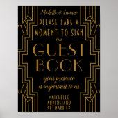 Gold Art Deco Wedding Sign Editable Guest Book Poster (Voorkant)