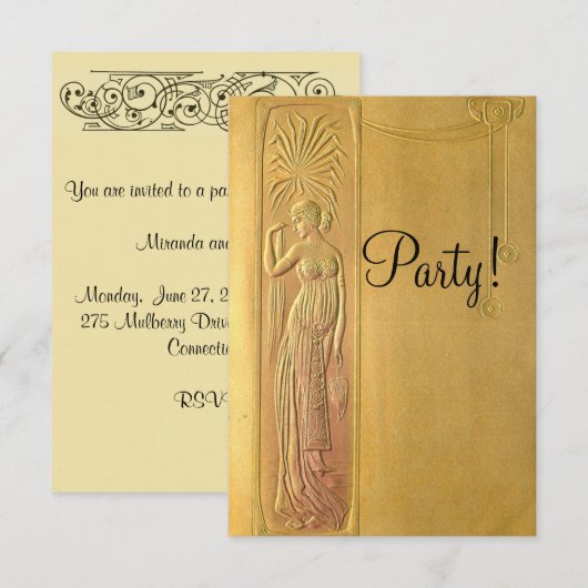 Gold Art Nouveau Kaart (Voorkant / Achterkant)