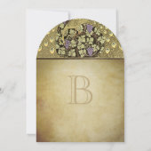 Gold Art Nouveau Peacock Birds Wedding Invitation Kaart (Achterkant)