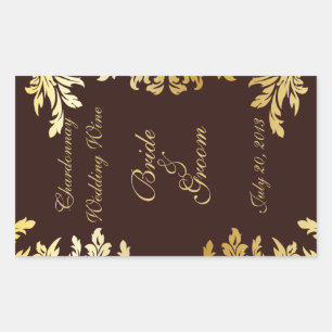 Gold Art Nouveau Wedding Wine Label Sticker