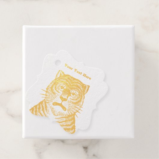 Gold Asian Striped Tiger Fierce Face Bedankjes Labels (Met doos)