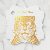 Gold Asian Striped Tiger Fierce Face Bedankjes Labels (Voorkant)