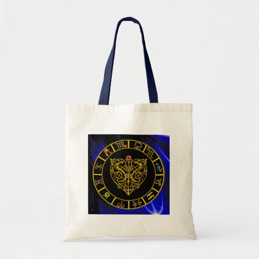 GOLD ASTRAL HEART, Zodiab Signs, Astrology Chart Tote Bag (Voorkant)