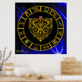 GOLD ASTRAL HEART ZODIAC SIGNE Black Blue Poster (Keuken)