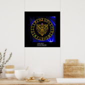 GOLD ASTRAL HEART ZODIAC SIGNE Black Blue Poster (Keuken)