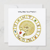 GOLD ASTRAL LABYRINTH Zodiac Signs Chart White Kaart (Voorkant)