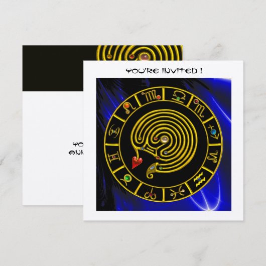 GOLD ASTRAL LABYRINTH Zodiagrafiek Black Blue Kaart (Voorkant / Achterkant)