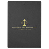 Gold Attorney Justice Scale Logo Zwart Leder Klembord (Achterkant)