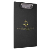 Gold Attorney Justice Scale Logo Zwart Leder Klembord (Rechts)