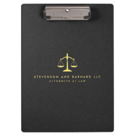 Gold Attorney Justice Scale Logo Zwart Leder Klembord
