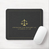 Gold Attorney Justice Scale Logo Zwart Leder Muismat (Met muis)
