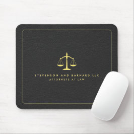 Gold Attorney Justice Scale Logo Zwart Leder Muismat