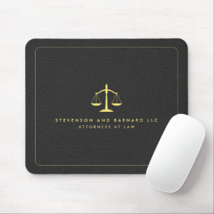 Gold Attorney Justice Scale Logo Zwart Leder Muismat