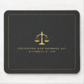 Gold Attorney Justice Scale Logo Zwart Leder Muismat (Voorkant)