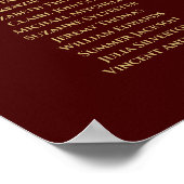 Gold & Auburn Brown 12-tafel-weddenschapenkaart Poster (Hoek)