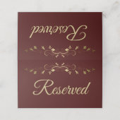 Gold & Auburn Brown Elegant Wedding Gereserveerd Plaatskaartje (Buitenkant ongevouwen)