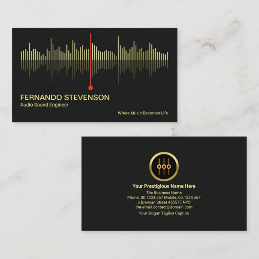 Gold Audio Sound Wave Professional DJ Visitekaartje (Voorkant / Achterkant)