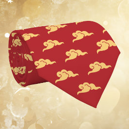 Gold Auspicious Clouds Yunwen Red Lunar New Year  Stropdas