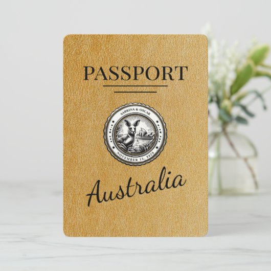 Gold Australia Passport Bewaar de datum Save The Date (Staand voorkant)