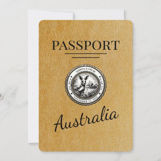 Gold Australia Passport Bewaar de datum Save The Date (Voorkant)