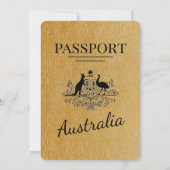 Gold Australia Passport Wedding Invitation Kaart (Achterkant)