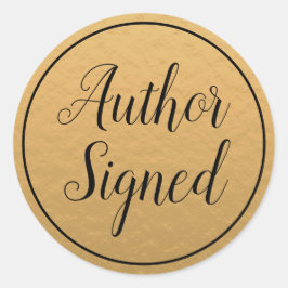 Gold Author ondertekende Modern Book Sales Ronde Sticker