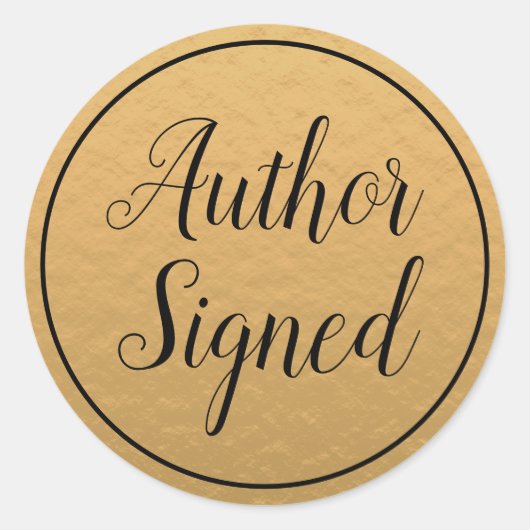 Gold Author ondertekende Modern Book Sales Ronde Sticker (Voorkant)