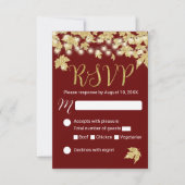 Gold Autumn Leaves Burgundy Fall Wedding RSVP (Voorkant)