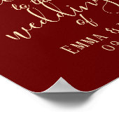 Gold Autumn Leaves Burgundy Red Fall Weddenschap Poster (Hoek)