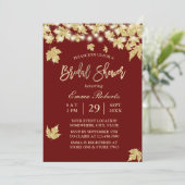 Gold Autumn Leaves Burgundy Red Vrijgezellenfeest Kaart (Staand voorkant)