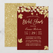 Gold Autumn Leaves Burgundy Red Vrijgezellenfeest Kaart (Voorkant / Achterkant)