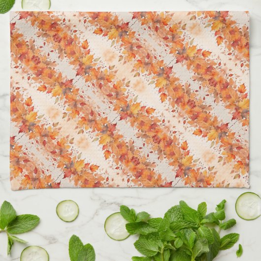 Gold Autumn Leaves Theedoek (Gevouwen)