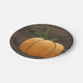 Gold Autumn Rustic Wood Pumpkin Papieren Bordje (Gekanteld)