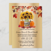 Gold Autumn Sunflower Jar Pumpkins Fall Wedding Kaart (Voorkant / Achterkant)