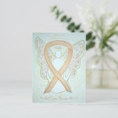 Gold Awareness Ribbon Angel - Aangepast Briefkaart (Staand voorkant)