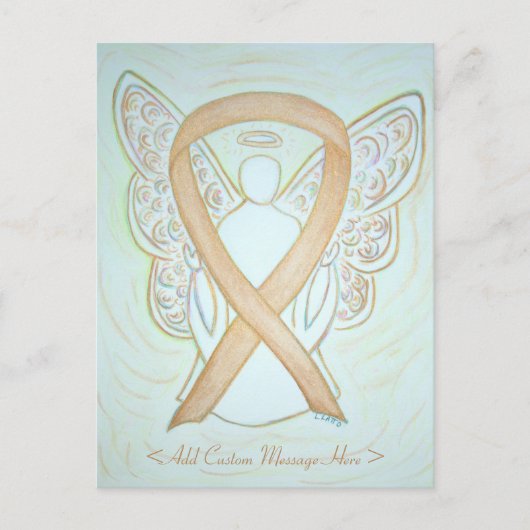 Gold Awareness Ribbon Angel - Aangepast Briefkaart (Voorkant)