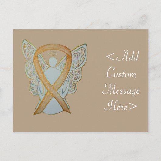 Gold Awareness Ribbon Angel - Aangepast Briefkaart (Voorkant)