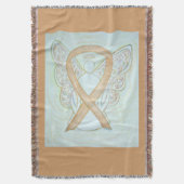 Gold Awareness Ribbon Angel - Aangepaste Drijfband Deken (Voorkant Verticaal)