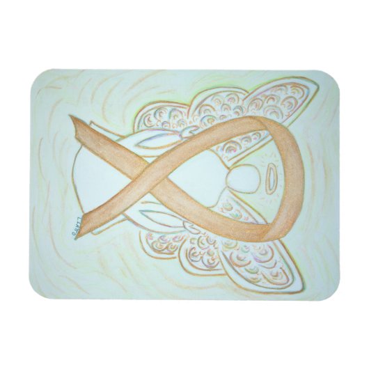 Gold Awareness Ribbon Angel Art Magnet Magneet (Horizontaal)