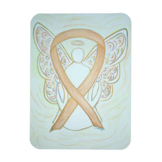 Gold Awareness Ribbon Angel Art Magnet Magneet (Verticaal)