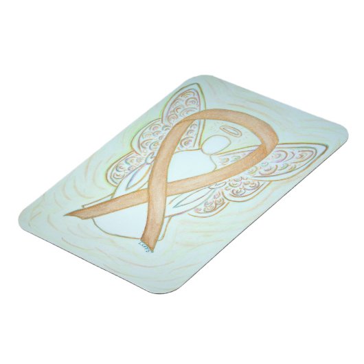 Gold Awareness Ribbon Angel Art Magnet Magneet (Linkerzijde)