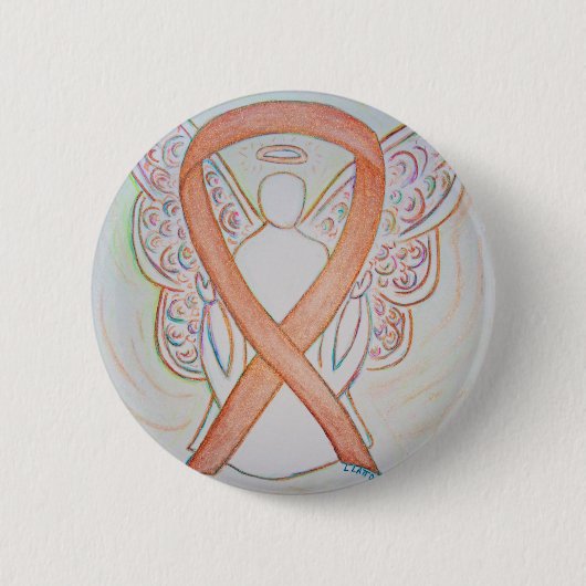 Gold Awareness Ribbon Angel Custom Art Button (Voorkant)