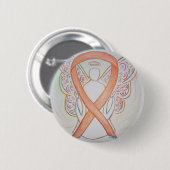 Gold Awareness Ribbon Angel Custom Art Button (Voorkant /achterkant)