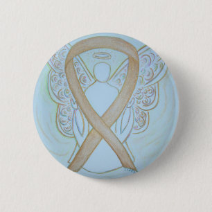 Gold Awareness Ribbon Angel Custom Art-Buttonnen Ronde Button 5,7 Cm