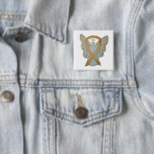Gold Awareness Ribbon Angel Custom Art Pin Vierkante Button 5,1 Cm (In situ)