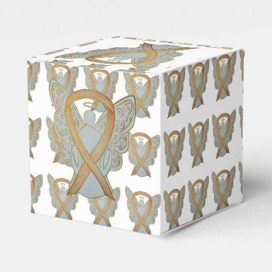 Gold Awareness Ribbon Angel Party Favor Boxes Bedankdoosjes (Voorkant Zijde)