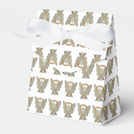 Gold Awareness Ribbon Angel Party Favor Boxes Bedankdoosjes (Voorkant Zijde)